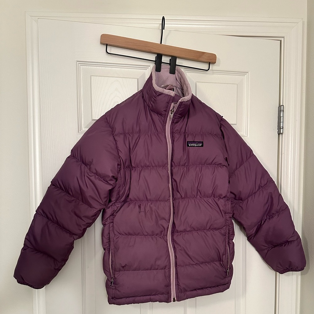 Patagonia purple puffer jacket, kids Large